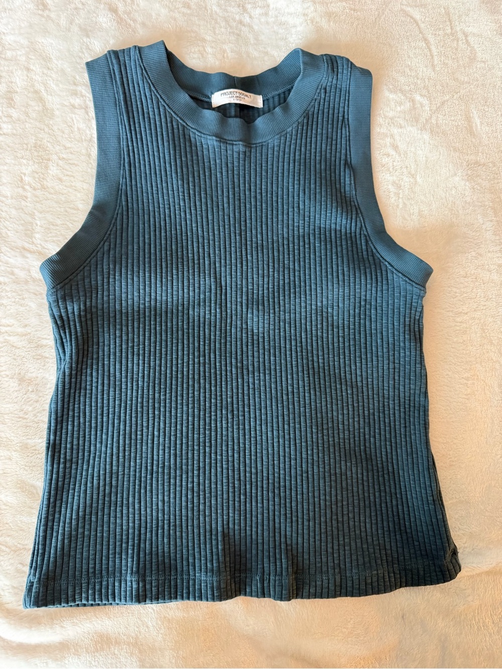 Project Social T Ribbed Sleeveless Tank Top - Teal Green
